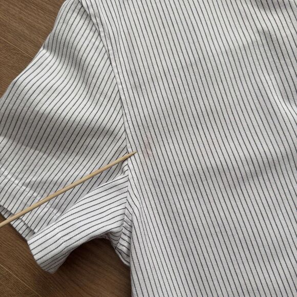 Donut Racing USA Shirt Mens M Striped Button Down Short Sleeve Workwear Style - Picture 8 of 11